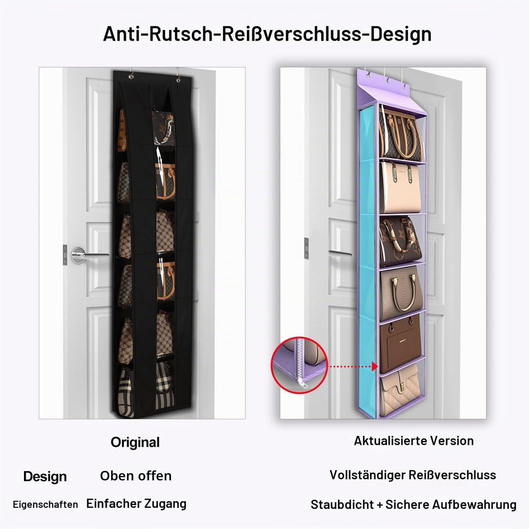 Lirex Geldbörsen-Organizer, 6 Taschen Handtaschen-Organizer mit Reissverschluss zum Aufhängen, für S