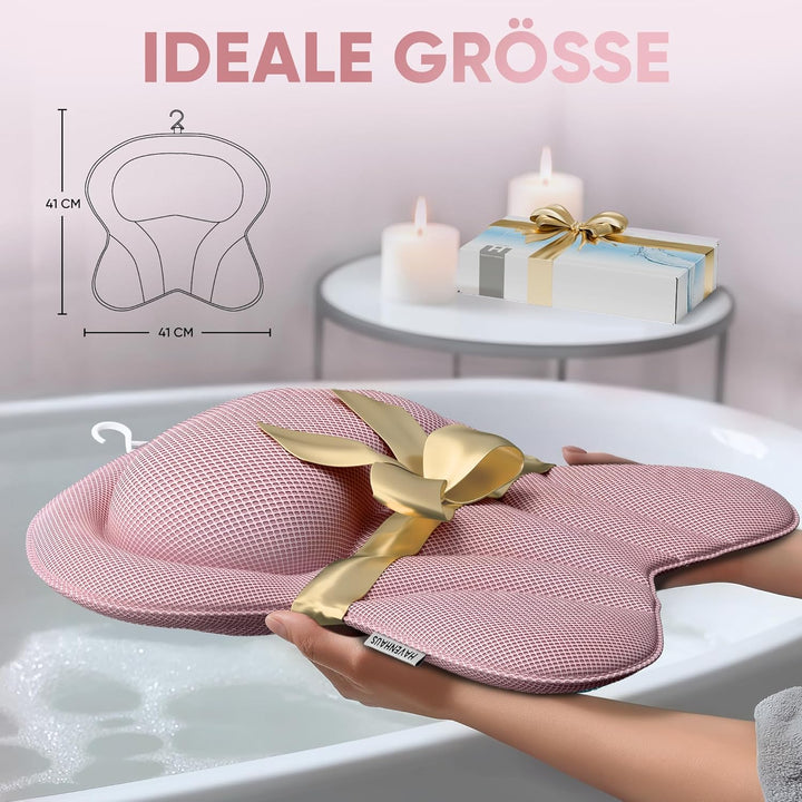 XXL Premium Badewannenkissen rosé | NEU zusätzliche Polster an Schulter- &amp; Nackenbereich | Badekisse