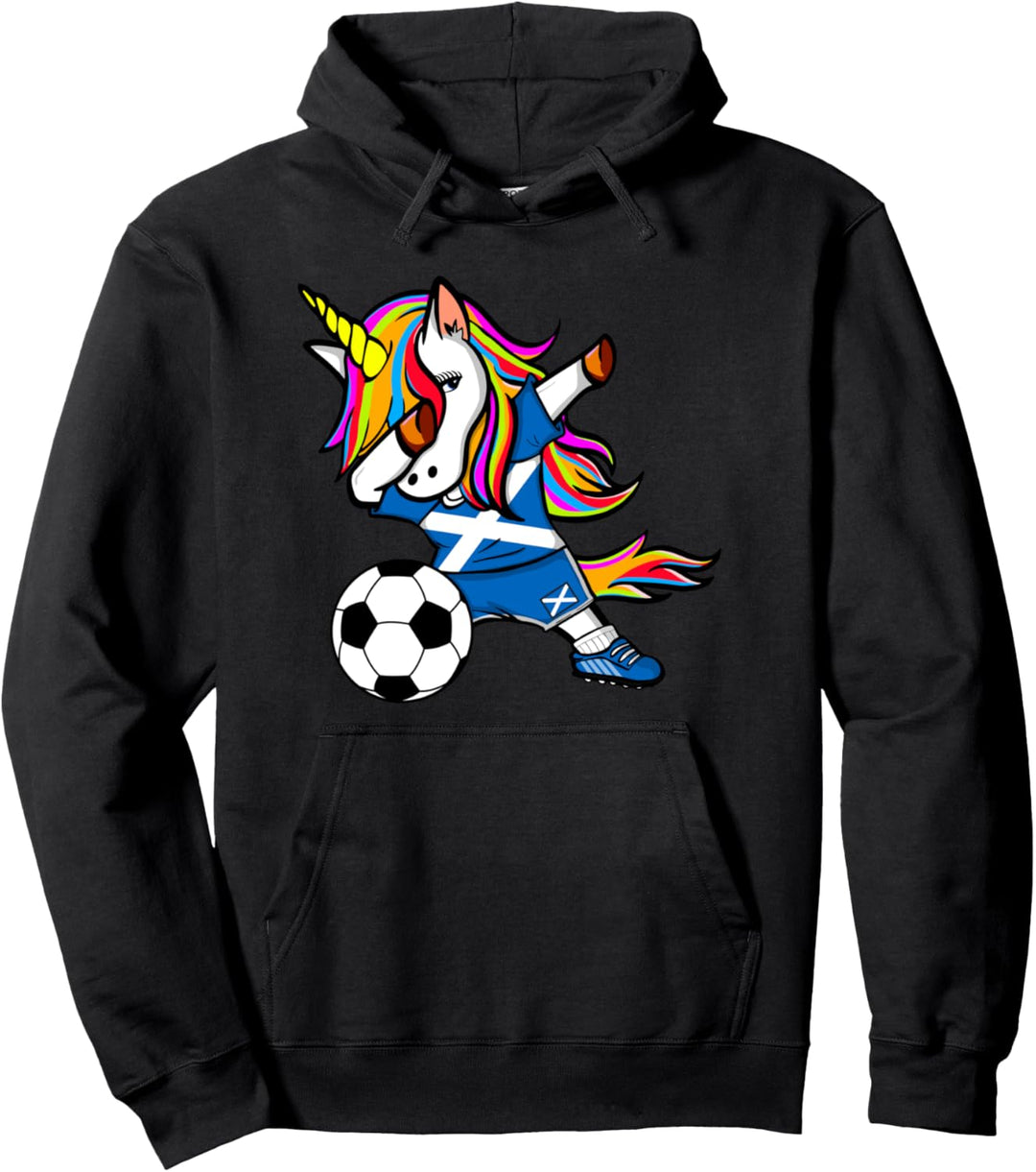 Dabbing Unicorn Schottland Fussballtrikot schottischer Fussball Pullover Hoodie