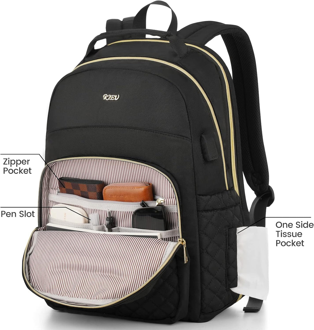 RJEU Rucksack Damen,Laptop Rucksack 15,6 Zoll Schulrucksack für Universität Studium Lehrer Arbeit Re