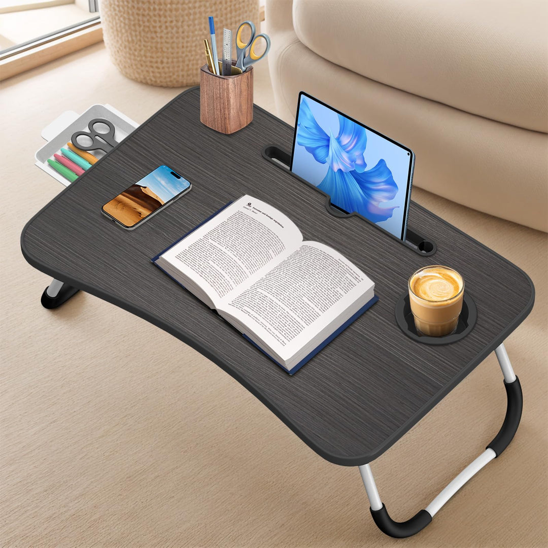 Klappbarer Laptop-Schreibtisch 60x40cm – Leichter, Multifunktionaler Bett Schreibtisch mit Kartensch