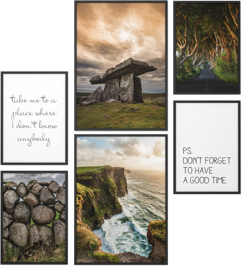 Papierschmiede® XXL Mood Poster Set Irland, Gerahmte Bilder (Aluminium Rahmen, Farbe wählbar), Wohnz