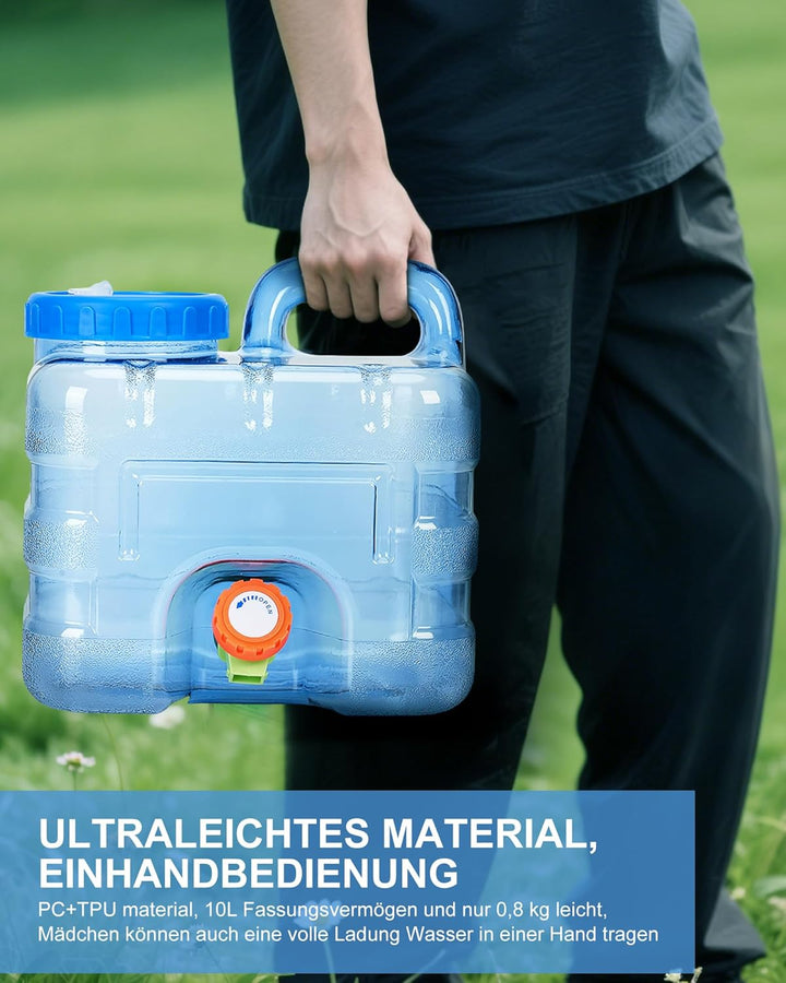 RUYI Wasserkanister mit Hahn und Schraubdeckel, Camping Wasserkanister BPA-frei Trinkwasserkanister,
