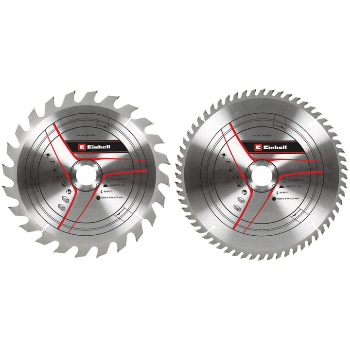 kwb by Einhell Kreissägeblattsatz 2-tlg. 250x30mm Stat. Sägen-Zubehör (2x HM-Sägeblätter, Ø250x30 mm