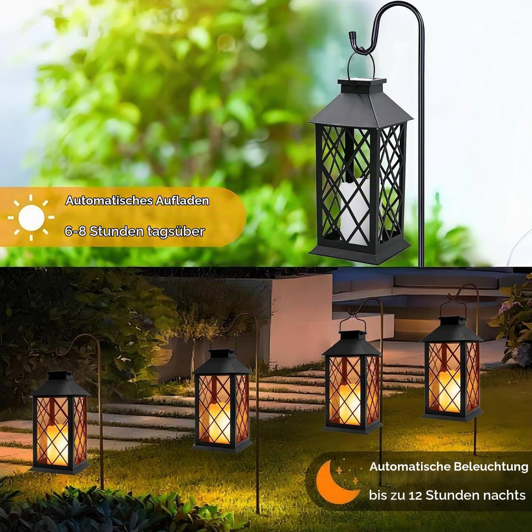 Yowin Solarlaterne für Aussen 2 Stück 35cm Grosse Solarlampen Garten mit Flammeneffekte Kerze, Gewal