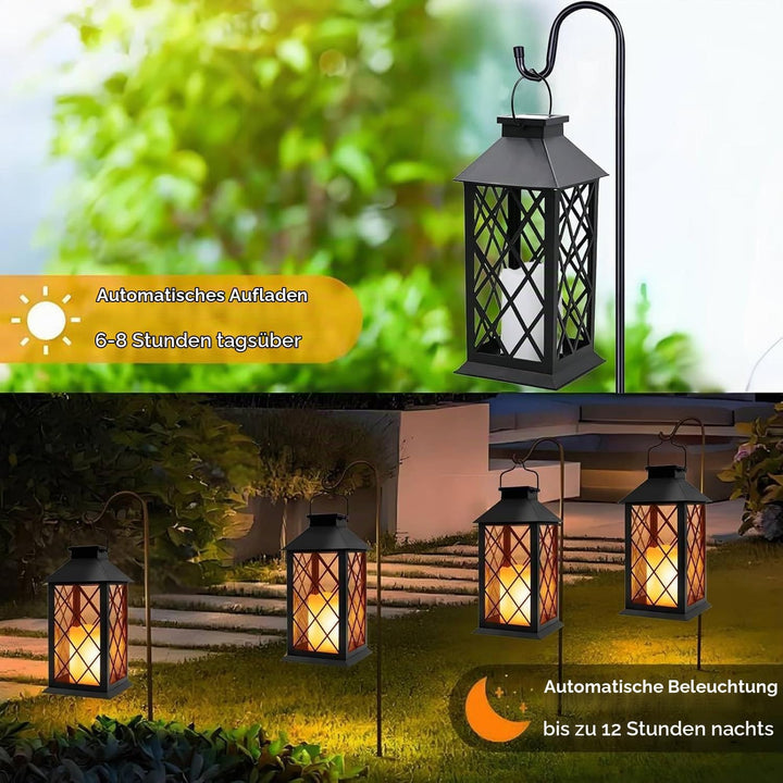 Yowin Solarlaterne für Aussen 2 Stück 35cm Grosse Solarlampen Garten mit Flammeneffekte Kerze, Gewal