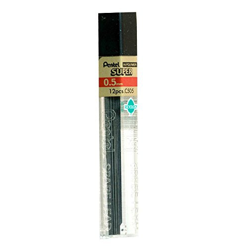 Pentel C505 Druckbleistiftminen, 0,5 mm, Güteklasse 4B, 12 Röhren, 12 Minen pro Tube, 4B
