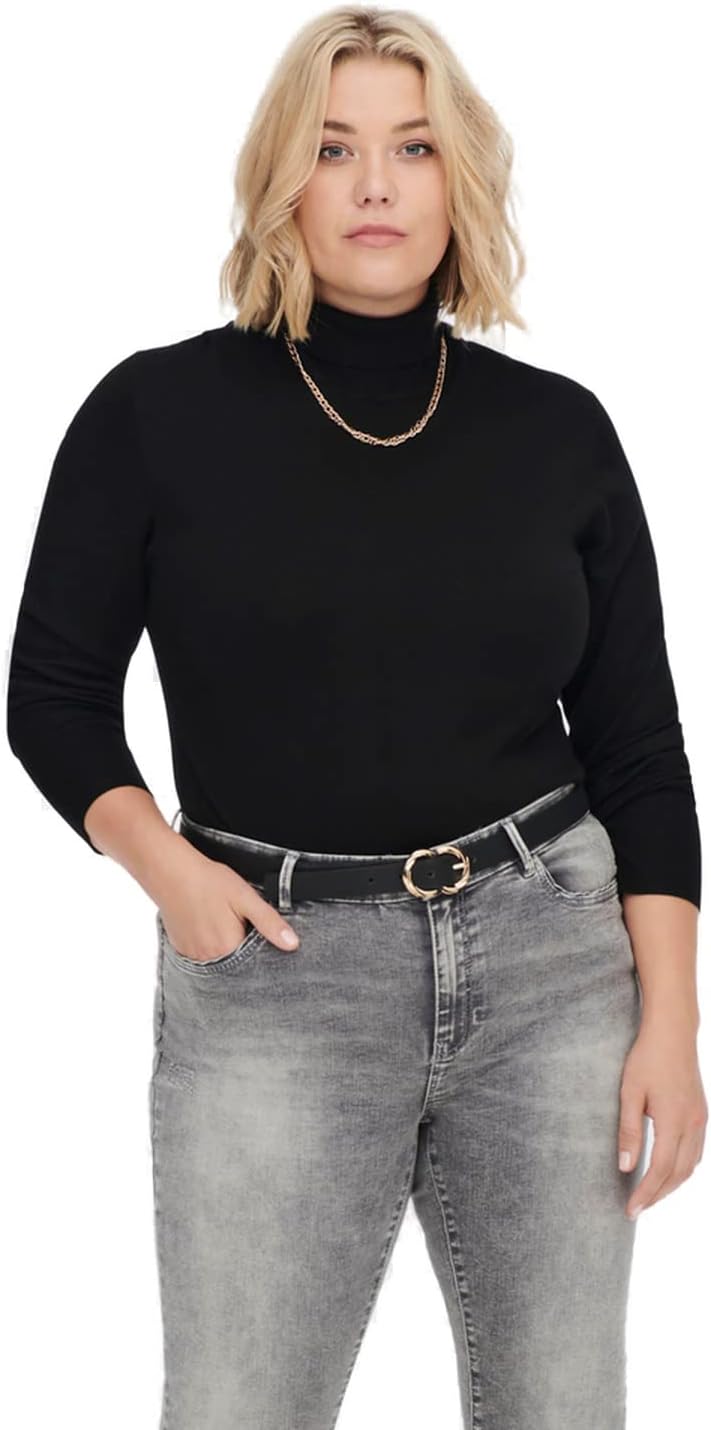 ONLY Damen Carvenice Life Ls Roll Pullover Noos Strickpullover XL Schwarz, XL Schwarz