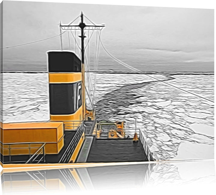 riesiges Schiff in Eisdecke schwarz/weiss Deluxe Format: 100x70 cm auf Leinwand, XXL riesige Bilder