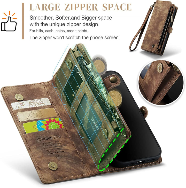 UFinetech 2-in-1 iPhone 11 Hülle Tasche Design Flip TPU Bumper Leder Abnehmbar Flexibel Magnetische