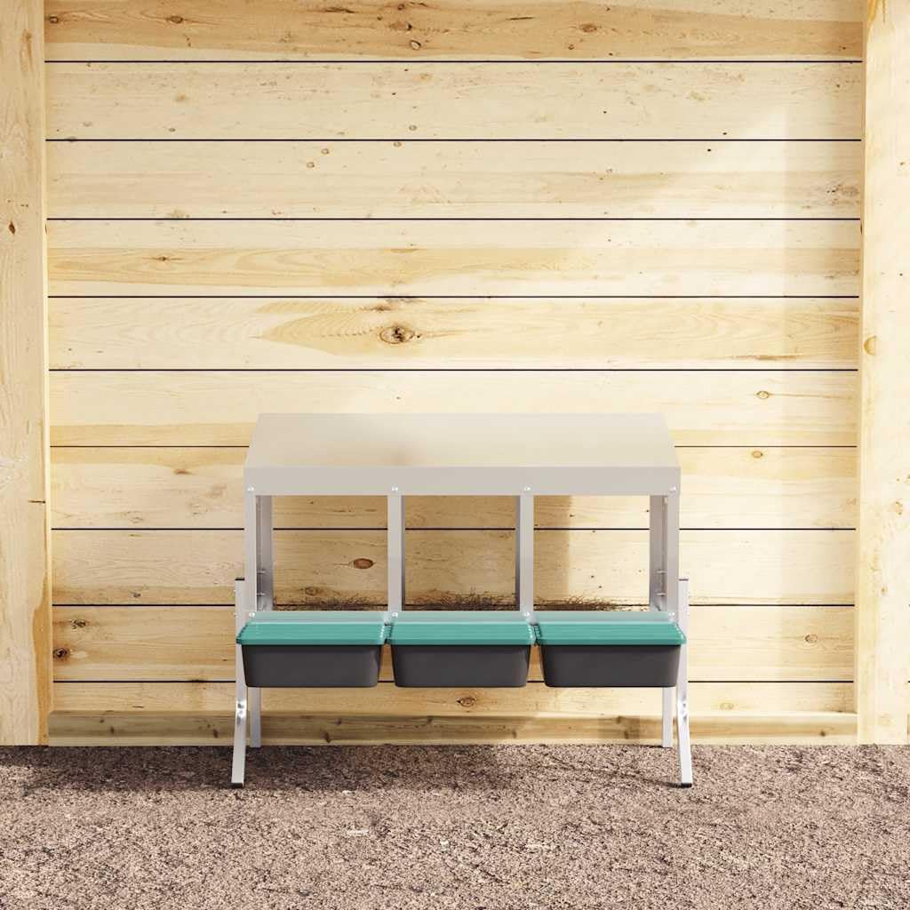 Hühner-Nistkasten mit 3 Fächern, verzinkter Stahl, höhenverstellbare Beine, für Innen- und Aussenber