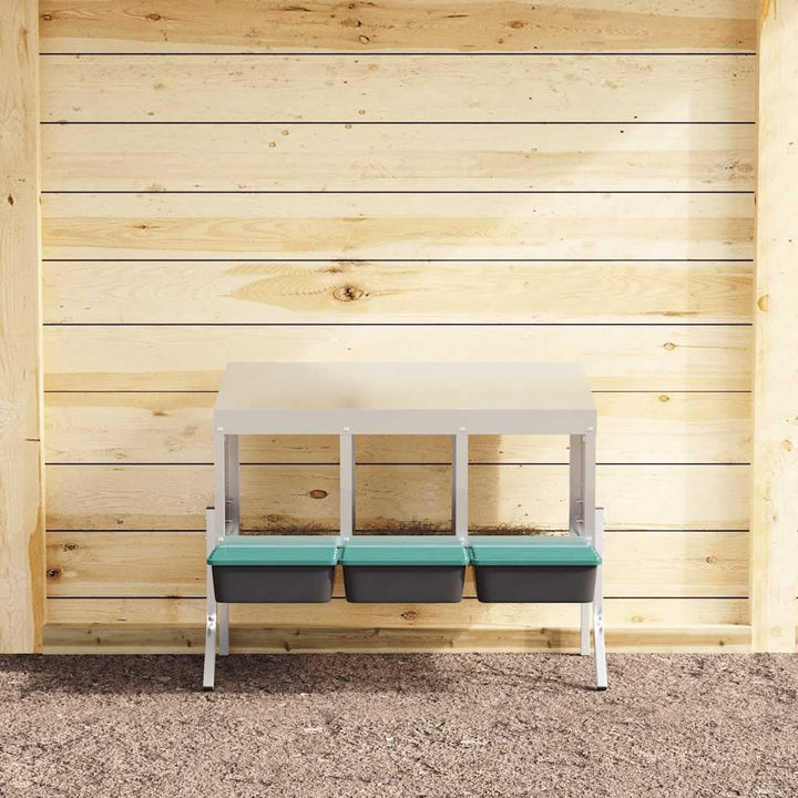 Hühner-Nistkasten mit 3 Fächern, verzinkter Stahl, höhenverstellbare Beine, für Innen- und Aussenber