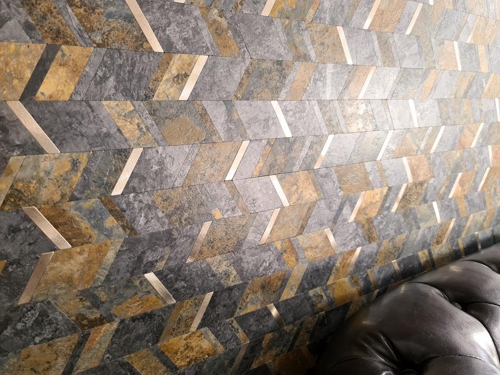 Selbstklebnde Mosaikmatte Pfeil Vinyl Steinoptik RustyGold für WAND KÜCHE Wandverblender Fliesenspie