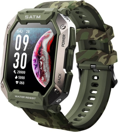 XWatch Pro Militär MT1 Militärgrün – Smartwatch für Herren, Militär, sehr strapazierfähig, Schwimmen
