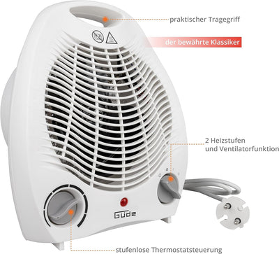 Güde 85175 Heizlüfter GH 2000 (2000 W Heizleistung, 2 Stufen (1000/2000 W), Ventilatorfunktion, Gebl