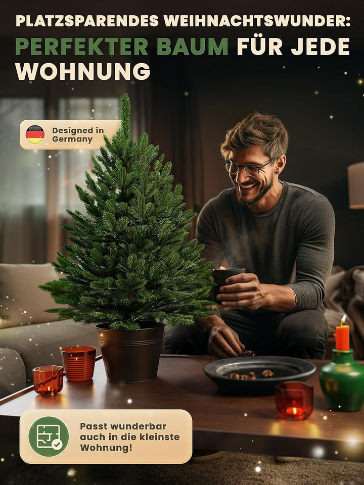ArtiTree - Künstlicher Weihnachtsbaum 80cm im Topf mit LED - Christmas Tree für Innen und Aussen, Ku