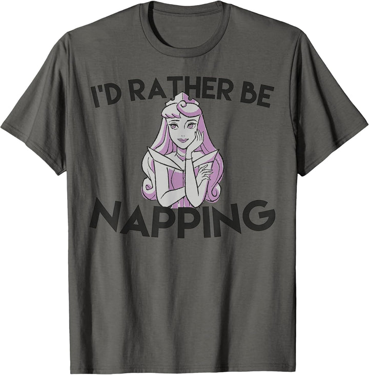 Mens Disney Sleeping Beauty Rather Nap Graphic T-Shirt Large Pink