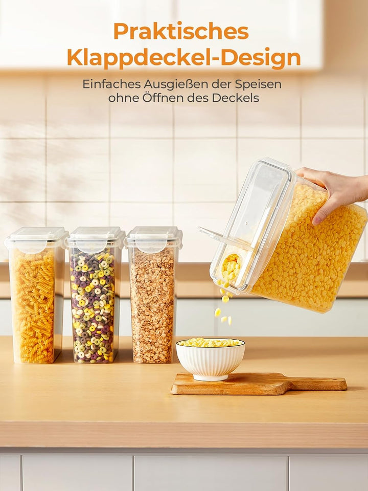 FOHERE Vorratsdosen mit Deckel Luftdicht Set of 4, 3.7L, Plastik Aufbewahrungsbox BPA-frei, Müsli Sc