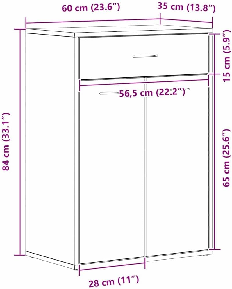 vidaXL Schuhregal Schwarz Eichen-Optik 60 x 35 x 84 cm Holzwerkstoff, Wohnzimmer, moderner Schuhschr