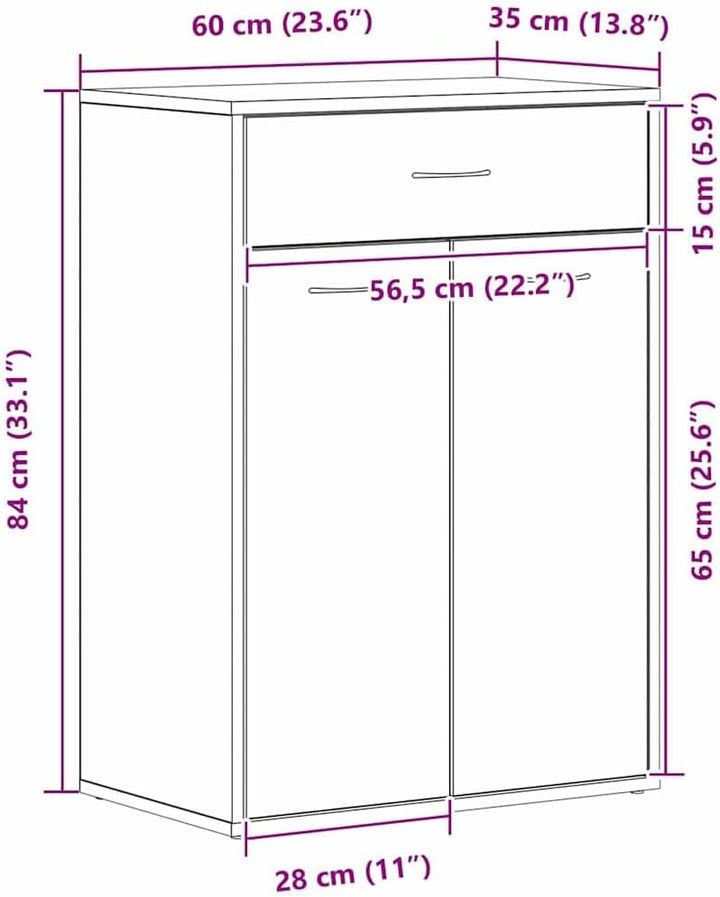 vidaXL Schuhregal Schwarz Eichen-Optik 60 x 35 x 84 cm Holzwerkstoff, Wohnzimmer, moderner Schuhschr