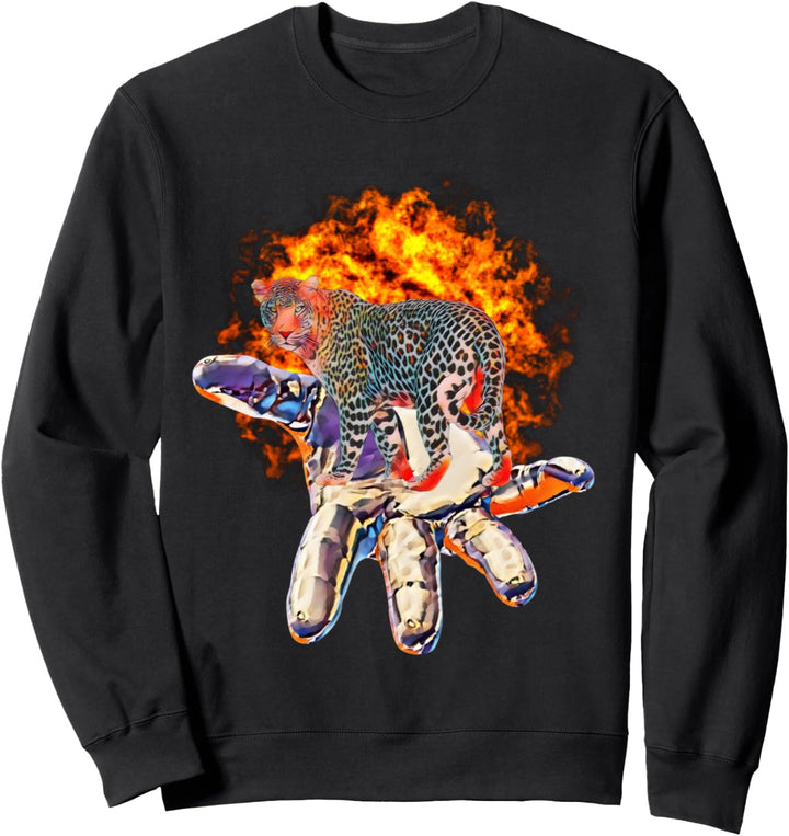 Leopard Motiv Raubkatzen Afrika Katzen buntes Leoparden Sweatshirt