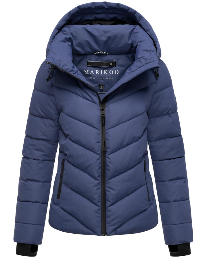 MARIKOO Damen Winterjacke warme Steppjacke mit abnehmbarer Kapuze Samuiaa XVI XS-3XL XS Blue Violet,
