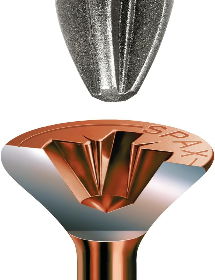 SPAX Universalschraube, 4,0 x 35 mm, 1000 Stück, Kreuzschlitz Z2, Senkkopf, Teilgewinde, 4CUT, Brüni