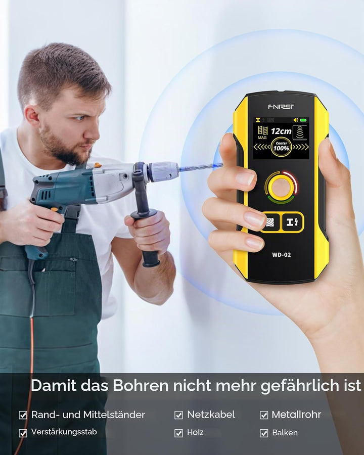 Balkenfinder-Wandscanner – FNIRSI WD-02 TFT-Display, elektronischer Balkendetektor mit HPC-Chip, Wan