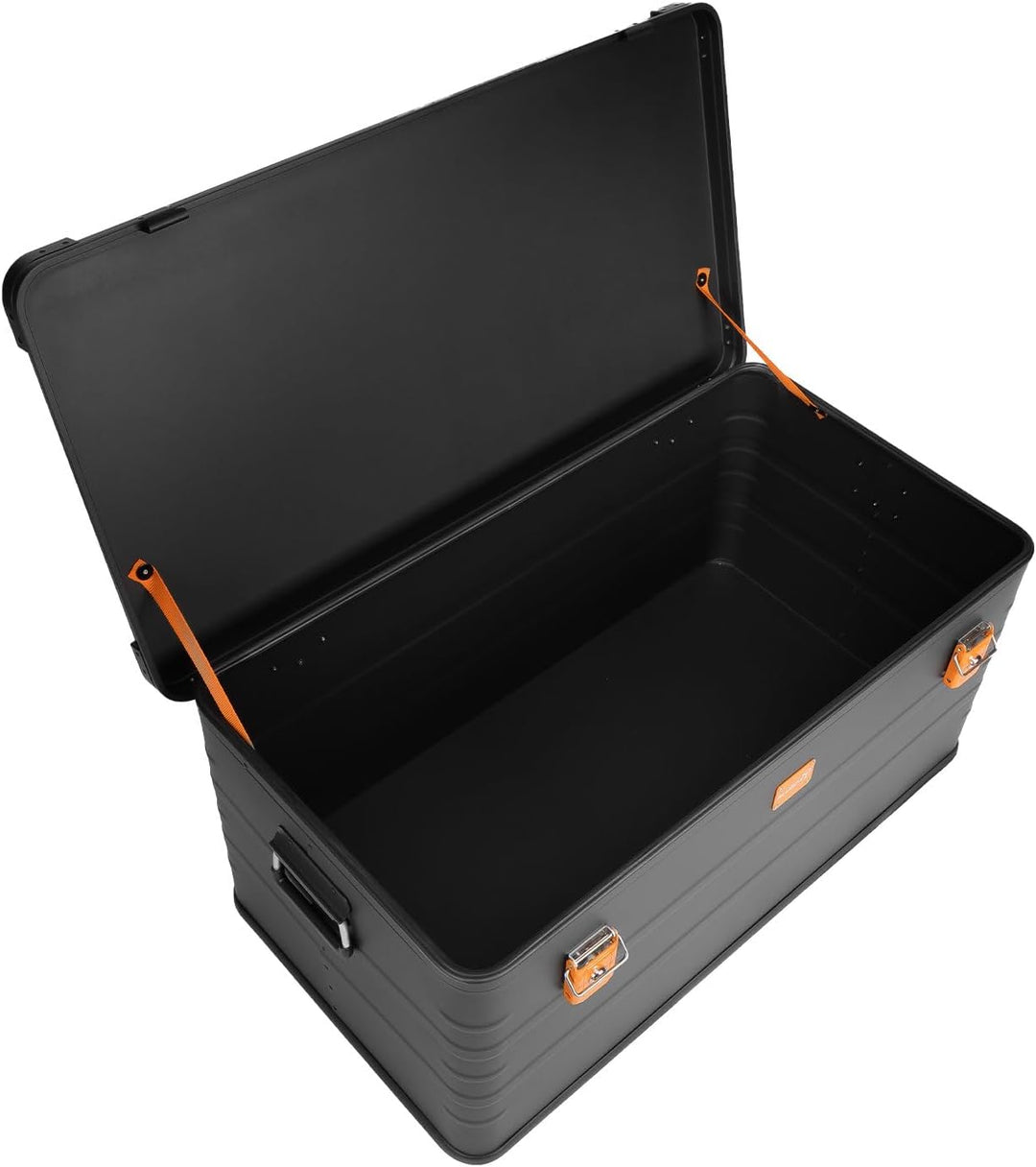 Alubox Alukiste abschliessbar E141B - Premium Aluminium Lagerbox 141 Liter - Deckel mit Aluminium Dr