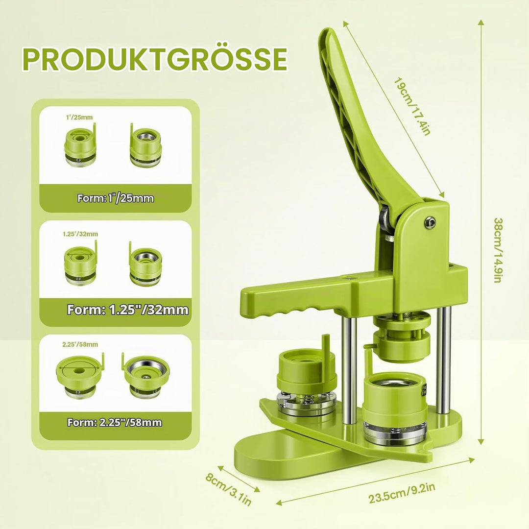 Buttonmaschine, 25+32+58 mm Button Maschine Presse Abzeichen 300 Sets Metall-Nadelrücken Badge-Teile