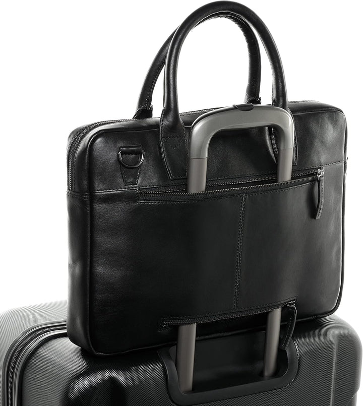 SID & VAIN grosse Laptoptasche schmal echt Leder - 15 Zoll Laptop Business-Tasche BOSTON gross - Umh