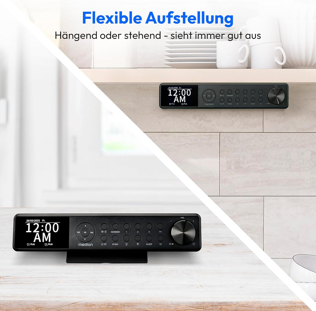 MEDION P66750 Küchen Unterbauradio (DAB+ Küchenradio, PLL UKW Radio, dimmbares TFT Farbdisplay, Koch