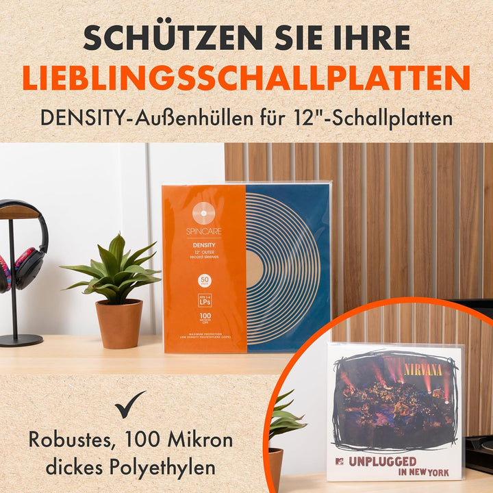 SPINCARE 100x 12 Vinyl LP Schallplatten Hüllen | Density Schutzhüllen Polyethylen für 1-3 Gatefold L