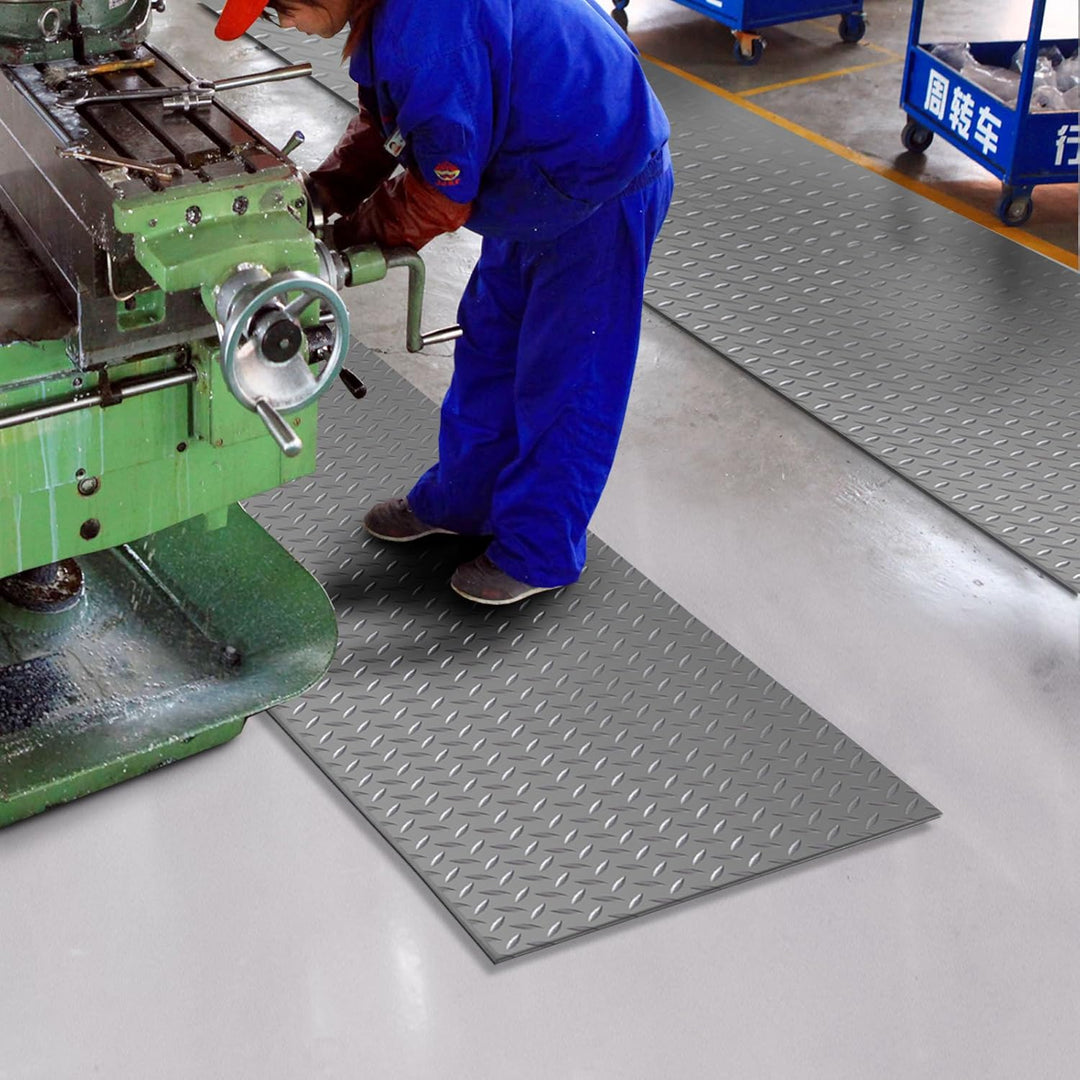 Floordirekt Anti Ermüdungsmatte, Stehmatte 60 x 1000 cm Grau Robuste Arbeitsplatzmatte für Steharbei