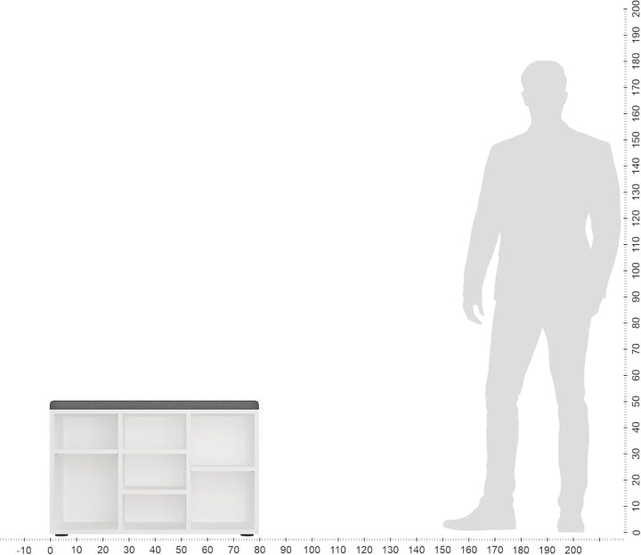 KOMTO Schuhbank mit Sitzfläche - Schuhregal Weiss 80 x 50 x 30 cm Schuhschrank mit Sitzbank Flur Ban