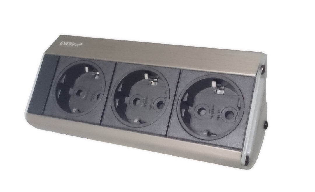 Schulte 930.33.446 Evoline Dock Cuisine, 3 Steckdosen, Edelstahl