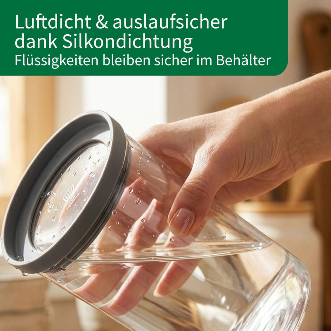 FACKELMANN Chefkoch trifft 4er Set Vorratsbehälter mit Glasdeckel – 1 L, Borosilikatglas, luftdicht