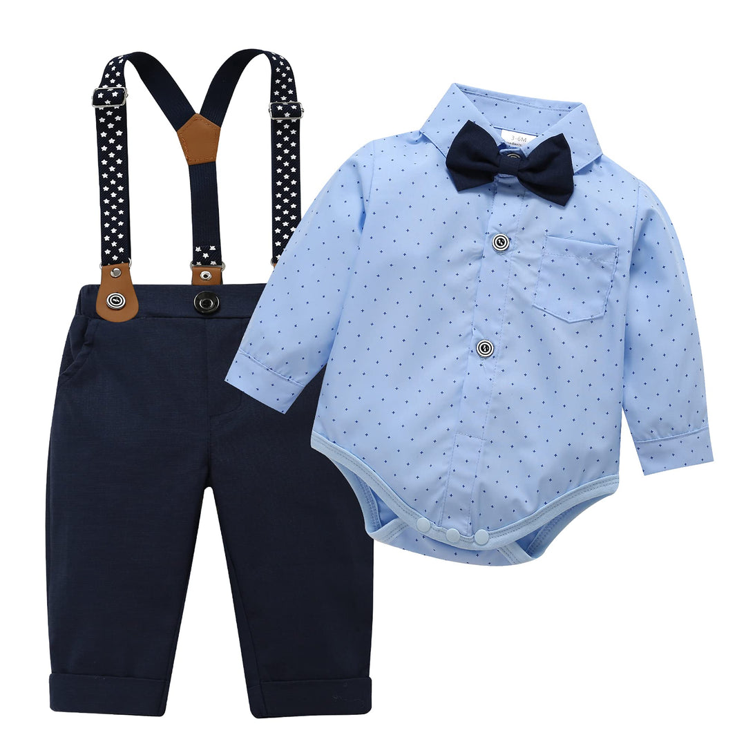 HeMa Island Baby Jungen Bekleidungssets Anzug Kleid Strampler hosenträger Fliege Krawatte Anzug Gent