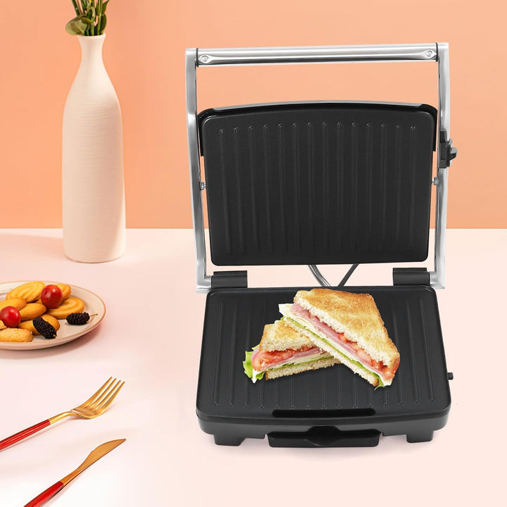 Elektrogrill Indoor, Steak und als Grill, Elektrogrill/Sandwichtoaster, Brotmaschine, Edelstahl Tisc