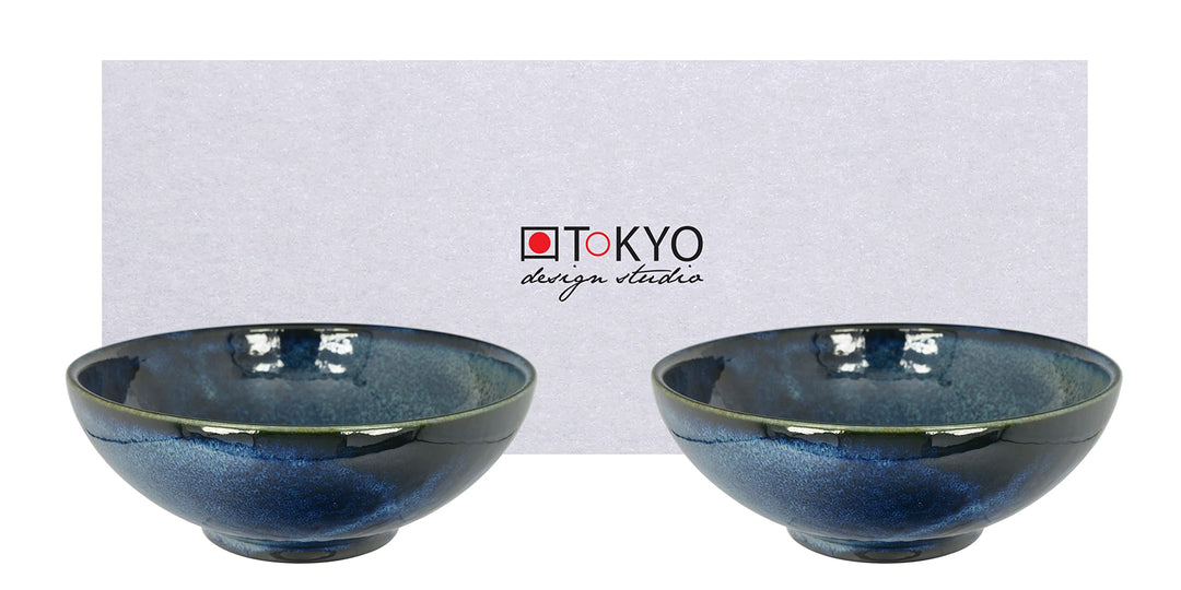 TOKYO design studio, Cobalt Blue, 2 Schalen Set, 2-TLG., Ø 21 cm, Porzellan aus Japan 21cm (2er Set)
