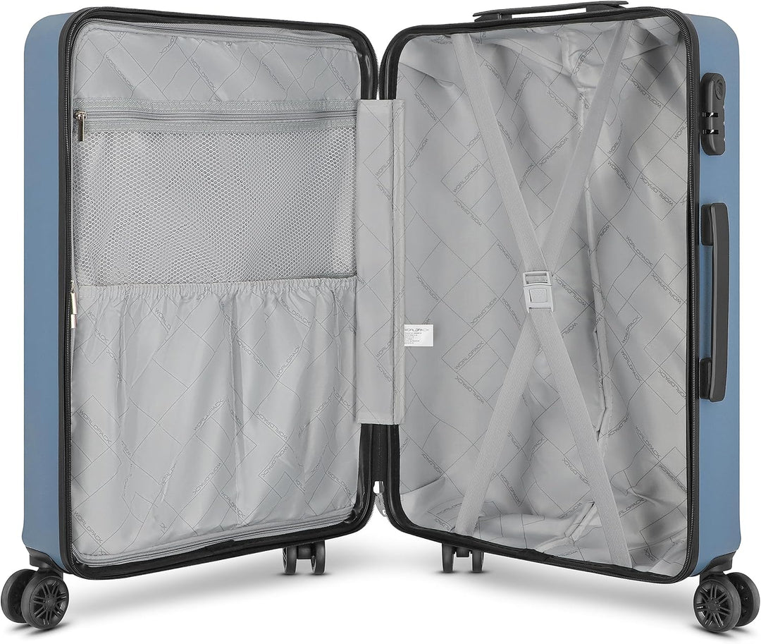 Worldpack New York 2.0 Koffer Set-Gross | Trolley mit 4-Rollen und Zahlenschloss - Hartgepäck mit Wä