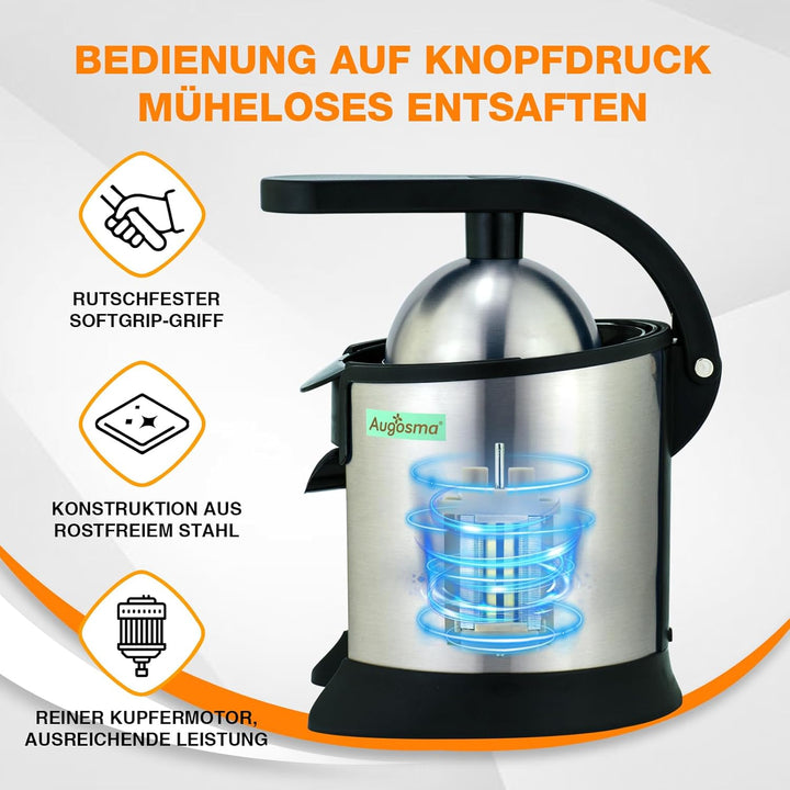 Augosma Premium Elektrischer Orangenentsafter Elektrische Zitruspresse, geeignet für Orangen, Zitron