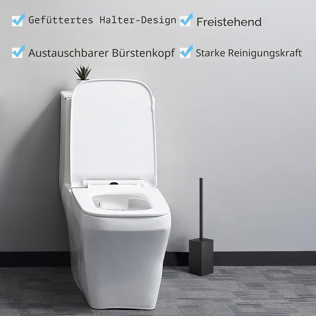 BGL Klobürste Schwarz, aus Edelstahl, Quadratisch Wc Bürste, Schwarz, Schwarz