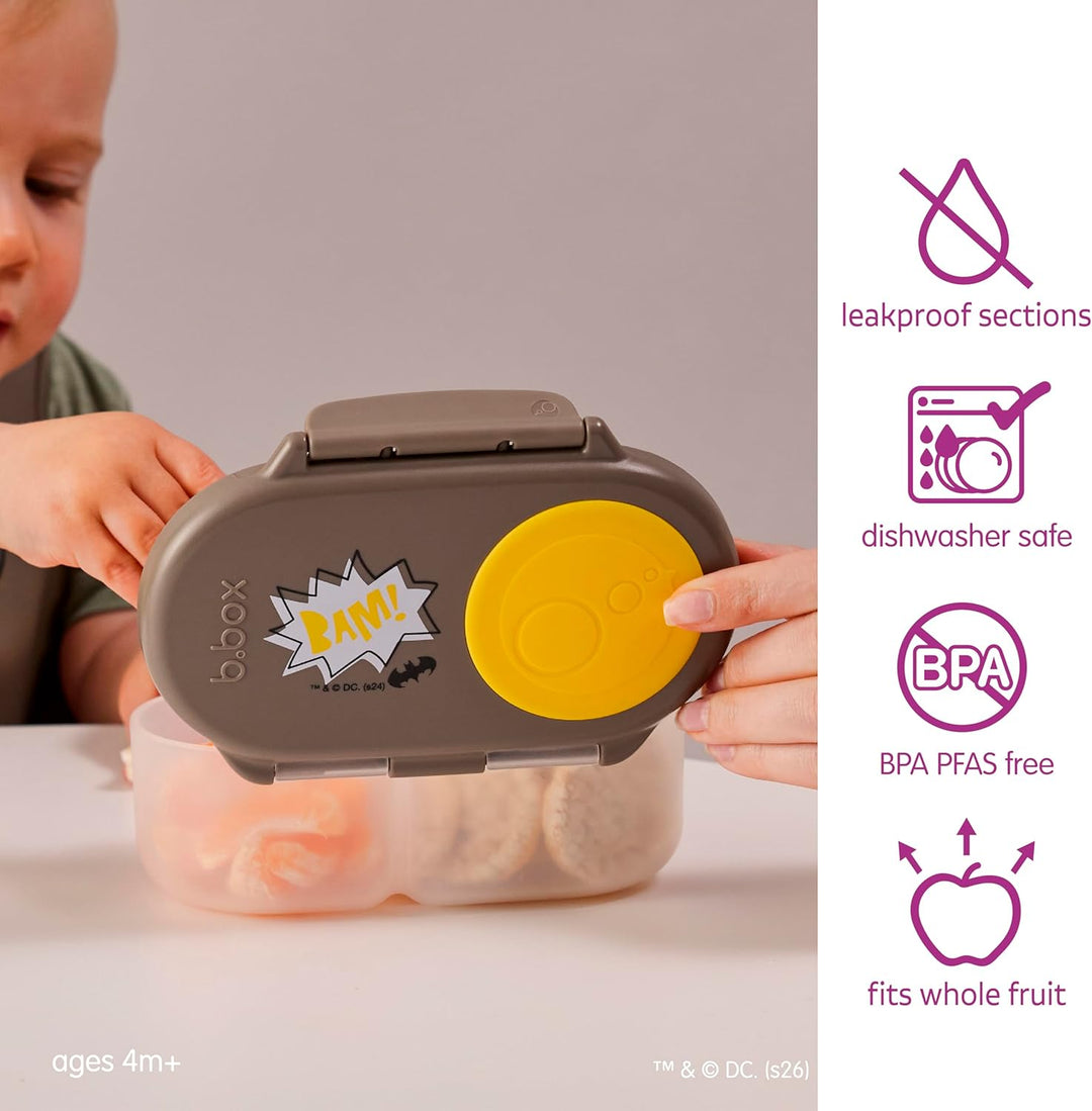 b.box Batman Snackbox | Mini Bento-Brotdose mit 2 auslaufsicheren Fächern | Ideal für Kleinkinder, K