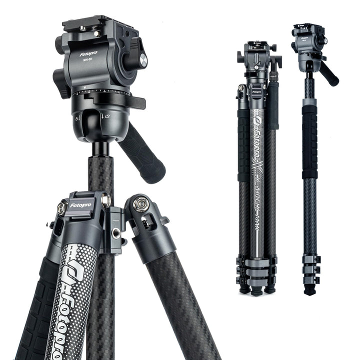 Fotopro X-AIRFLY Max Video 171 cm Kohlefaser-Videostativ – 28 mm Rohre, 36 mm Kugelkopf + Flüssigkei