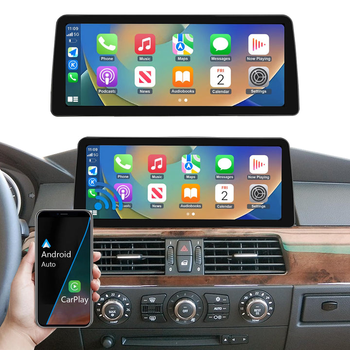 Road Top 12,3 Zoll Ultraschmaler Autoradio Carplay für BMW 5er E60/E61 CCC | 2003-2008 Jahr, Linux H