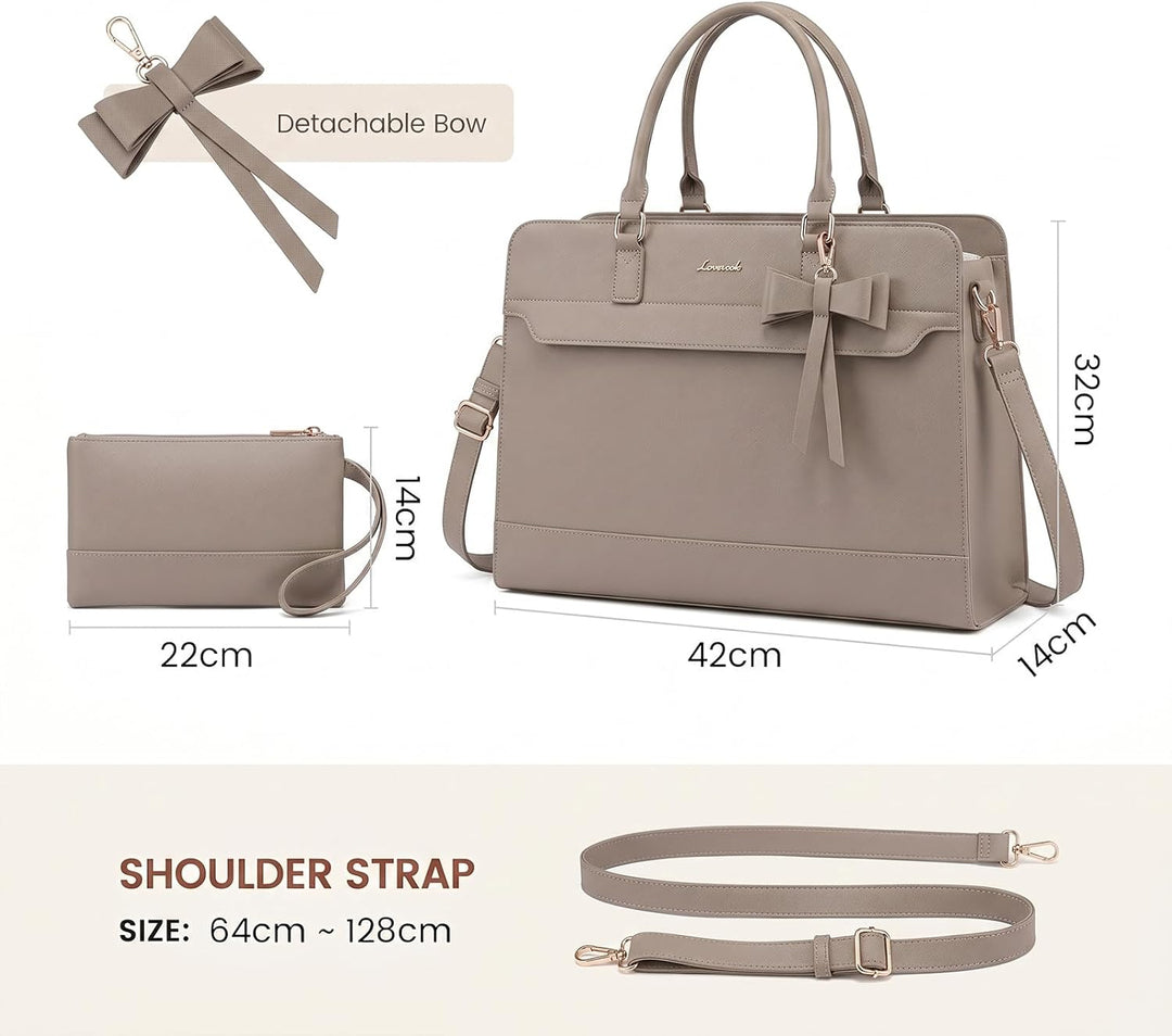 LOVEVOOK Handtasche Damen Gross, 15,6 Zoll Laptoptasche Arbeitstasche Elegant Uni Tasche Bürotasche