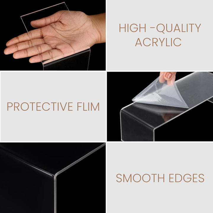 BELLE VOUS 5 Stück Klare Acryl Display SockelKunststoff Deko Vitrine Ständer in 5 Grössen für Regale