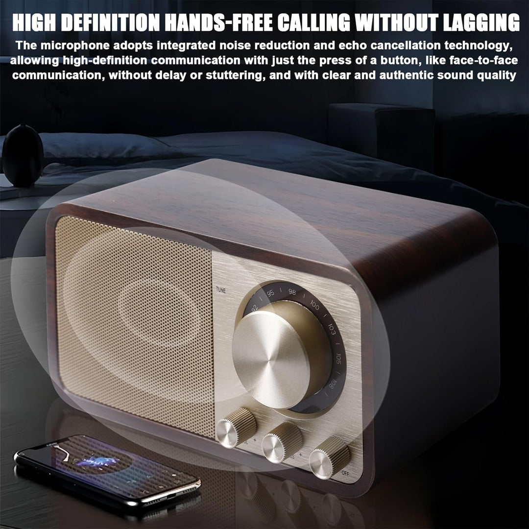 Retro Radio mit Bluetooth, Nostalgie Radio mit 1500mAh Akku wiederaufladbar, USB/TF-Karte/AUX, 5W La