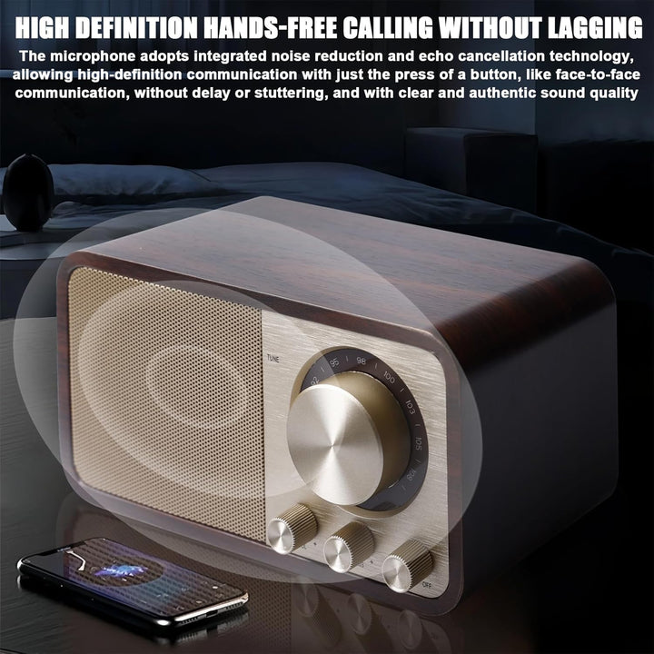 Retro Radio mit Bluetooth, Nostalgie Radio mit 1500mAh Akku wiederaufladbar, USB/TF-Karte/AUX, 5W La
